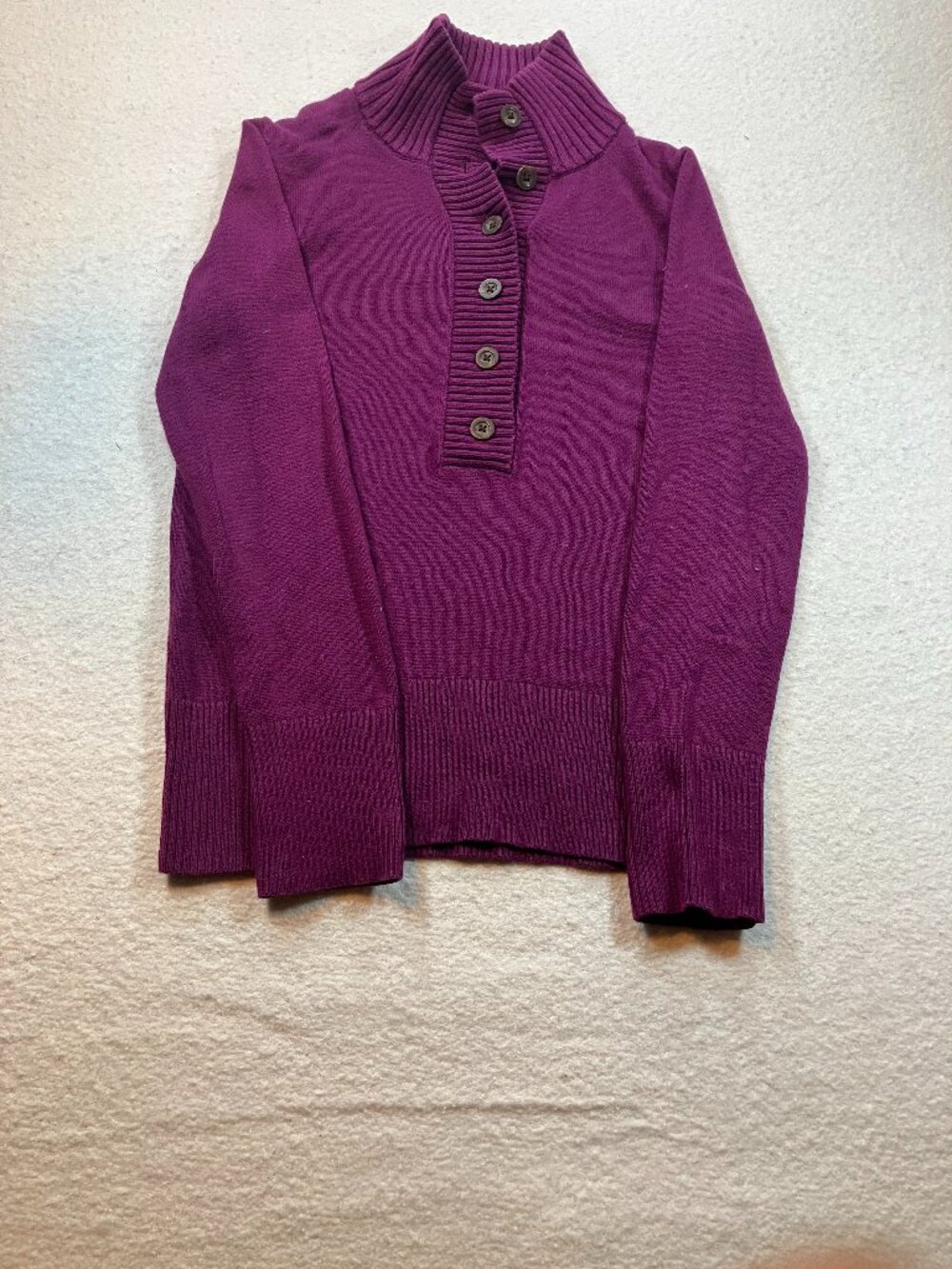 Eddie Bauer Womens PXS Purple Button-Front Mock Neck Cardigan Sweater